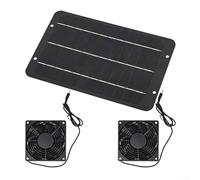 Ensemble de ventilateur d'échappement avec panneau solaire de 7 W avec filet de protection, étanchéité IP65, kit de ventilation double ventilateur pour maison, serre, camping-car, niche, sans câblage