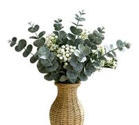 Ensemble de verdure de tiges d'eucalyptus - Branches de feuilles artificielles de 33,4 cm, décor floral de gypsophile, design résistant aux UV | Arrangement de bouquet, guirlande de couronne, pièce ma