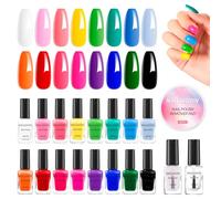 Ensemble de vernis à ongles 10 ml, 16 couleurs arc-en-ciel, séchage à l'air libre, avec couche de base, couche de finition, tampon dissolvant, kit de démarrage pour vernis à ongles normal, cadeau