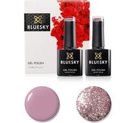 Ensemble De Vernis À Ongles En Gel Bluesky, 7th Anniversary Set 4, 2 X 10ml, A044 Musk Pink, S06n Pink Gold, Paillettes (Nécessite De Guérison Led Uv)
