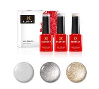 Ensemble de vernis à ongles en gel bluesky, brillance métallique, VIP argenté 80535, Silver Glitter A018, Goldfish A034, 3 x 5 ml, (nécessite de guérir UV ou lampe à LED)