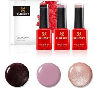 Ensemble De Vernis À Ongles En Gel Bluesky, Déclaration Rose, Dark Burgundy A007, Musk Pink A044, Vous Êtes Un Gem Platinum 20, 3 X 5 Ml, Rouge, Paillette Rose (Nécessite De Currir Uvp)
