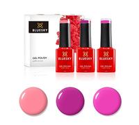 Ensemble de vernis à ongles en gel bluesky, jolis roses, très baies néon17, flamngo rose QXG003, limonade rose KM895, 3 x 5 ml, violet (nécessite de currir UV ou lampe)