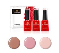 Ensemble de Vernis à Ongles en Gel Bluesky - Nus Naturels, Cacao 80514, Rose Doux A055, Poursuite Rose 80623 - 3 x 5 ml - Nu, Marron, Bronzage (Nécessite un Durcissement Sous UV)
