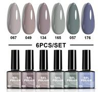 Ensemble de vernis à ongles en gel gris LIMEGIRL, 6 couleurs. Collection de teintes gris foncé, nuage, pierre, sceau, fossile. Kit de gel pour nail art à tremper, convient pour toutes les saisons. Kit