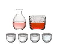 Ensemble de verres à saké japonais résistants à la chaleur - Transparent/bleu - Pour maison, fête, restaurant, camping, salle à manger, whisky, boisson, alcool, vodka, bière