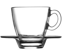 Set de 6 Tasses à Café avec Dessous de Tasses en Verre Transparent - 72ml