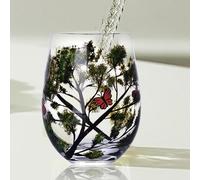Ensemble de verres à vin motif arbre quatre saisons - Verres sans pied peints à la main avec couleurs printemps, été, automne, hiver - Motif floral et feuilles pour cocktails
