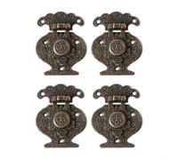 Ensemble de verrous à moraillon en bronze antique pour boîte à bijoux, armoire, coffre et boîte de rangement - Loquet à boucle décorative en alliage de zinc (47 x 37 mm, 4-PA (bronze)