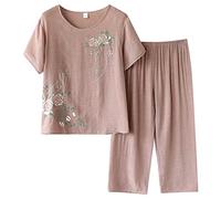 Ensemble de Vêtements 2 Pièces Femme Elegante Ete Imprimé Floral Chemisier + Pantalon de Joggings Taille Haute Pas Cher D'Intérieur Jogging Tenue de Sport Sport Jogging Outfit