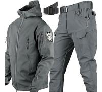 Ensemble De Vêtements De Chasse Camouflage Militaire avec Ceinture Veste Soft-Shell pour Homme Veste Tactique Et Pantalon De Combat Combinaison De Combat Imperméable De L’armée, 007, M