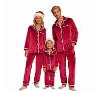 Ensemble de Vêtements de Famille Assortis Plaid à Manches Longues Pantalons Sweatshirt Pyjamas Tenues Ensembles Vêtements Assortis pour Toute la Famille Family Christmas Pajamas Père (Rouge,XL)