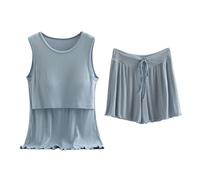 Ensemble de vêtements de nuit de maternité en coton pour femme, débardeur et short d'allaitement sans manches, vêtements de nuit, vêtements de nuit, vêtements d'allaitement respirants, vêtements de