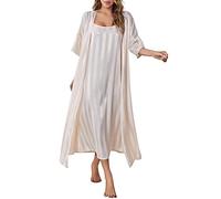 Ensemble de vêtements de nuit sexy 2 pièces, pyjama long en soie, nuisette en satin, peignoir kimono, longue nuisette de mariage, robe de chambre, robe de chambre légère avec chemise de nuit, c, L