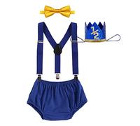 Ensemble de vêtements de photographie pour bébé garçon 1/2 anniversaire avec couvre-couches, bretelles, nœud papillon, couronne, costume pour gentlemen garçons, pour anniversaire, fête prénatale,