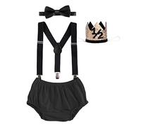 Ensemble de vêtements de photographie pour bébé garçon 1/2 anniversaire avec couvre-couches, bretelles, nœud papillon, couronne, costume pour gentlemen garçons, pour anniversaire, fête prénatale,