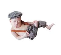 Ensemble de vêtements de photographie pour nouveau-né avec grenouillère et chapeau, tenue festive, baptême, mariage, anniversaire, fête, gentleman #0-3 mois