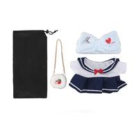 Ensemble de vêtements de poupée en peluche Kawaii mignon 12 pouces tenue de robe de poupée bricolage avec sac bandeau pour jeu de rôle apprentissage préscolaire matériel en coton (Bandeau coeur)