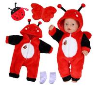 Ensemble de vêtements de poupée pour poupée de 35 à 43 cm, vêtements de coccinelle avec ailes, chaussettes blanches, sac Ladybird, vêtements de poupée, vêtements pour poupée, filles, garçons, cadeaux