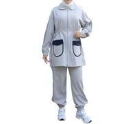 Ensemble de vêtements de sport hijab élégant pour femmes musulmanes, survêtement 2 pièces pour un confort décontracté (FR/ES, Alpha/lettres, L, TG, Taille normale, Taille normale, Gris)