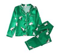 Ensemble de vêtements Deux pièces pour Petites Filles avec Hauts et Pantalons à Motifs festifs Manches Longues Tenue élégante pour Enfants Confortable et stylée (Green, 4-6 Years)