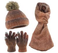 Ensemble de vêtements d'hiver unisexes tricotés avec chapeau, écharpe, gants pour activités de plein air avec doublure épaisse, tenue décontractée pour adulte, CamelA, taille unique
