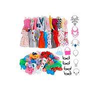 Ensemble de vêtements et accessoires pour poupées : robes de princesse, chaussures, sacs et bijoux. Cadeau d'anniversaire idéal pour une fille. 32 pièces : vêtements, chaussures bijoux pour po