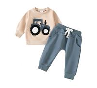 Ensemble de vêtements pour bébé 2 pièces Combinaison de Jogging pour bébé garçon avec Tracteur et Voiture Sweat-Shirt à Manches Longues + Pantalon Ensemble de vêtements pour (Blue, 12-18 Months)