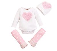 Ensemble De Vêtements Pour Bébé Fille, Barboteuse Brodée De C¿Ur, Chauffe-Jambes À Pois + Chapeau, Tenue Pour Enfant, Costume De Saint Valentin, 3 Pièces