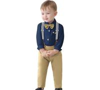 Ensemble de vêtements pour enfant garçon et jeune enfant - Vêtements - Costume gentleman - Tenue de mariage - T-shirt fonctionnel pour enfants, bleu, 4-5 ans