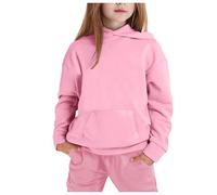 Ensemble de vêtements pour frères et sœurs - Manches longues - Solide - Chaud - Pull à capuche - Pantalons - Tenues pour enfants - Survêtement pour bébé, Rose, 6-7 ans