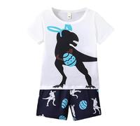 Ensemble de vêtements pour garçons Confortable et Amusant, Comprenant Un Pyjama à imprimé Dinosaure Parfait pour Les Enfants et Les bébés Ensemble De Pyjama Garçons Combishort Jean