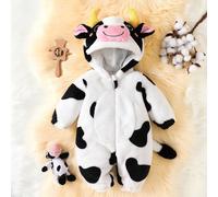 Ensemble de vêtements pour nouveau-né en forme de vache, bonnet mignon à broderie 3D, combinaison à manches longues en peluche avec pantalon long, ensemble de vêtements pour bébé 6-9M,0-1M,1-3M,3-6MCa