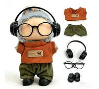 Ensemble de Vêtements pour Poupée for Labubu 17cm - Tricot, Pantalon avec Casque, Lunettes, Chaussures et Accessoires - Tenue Tendance pour Figurines Collection (NO Doll) (Style)