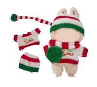 Ensemble de vêtements tricotés sur le thème de Noël pour poupées de 17 cm, y compris chapeau, écharpe et pull avec broderie « Oh Snap », vêtements festifs exquis (poupée non incluse)