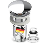 Ensemble de vidange escamotable évier sans trop-plein - Évier de vidange universel chromé avec 3 joints pour robinet de vidange Ensemble de vanité - Évier de vidange universel (sans trop-plein)
