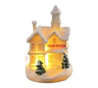 Ensemble de village de Noël à DEL alimenté par piles avec figurines, construction en résine pour présentoirs de table d'intérieur festifs (302 et C)
