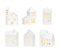 Ensemble de village de Noël, maisons de village de Noël en céramique éclairées par DEL, maisons de ville en porcelaine blanche, décorations de bureau de scène de Noël, décoration rustique pour maison,