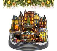 Ensemble de village de Noël musical rotatif avec train lumineux et arbre pour décoration intérieure de vacances