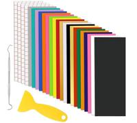 Ensemble de vinyle pour kit de démarrage Cricut Joy - Adhésif thermocollant - Outil de désherbage en vinyle - Accessoires pour débutants - Feuilles pour fête, Noël, artisanat, décoration de t-shirt
