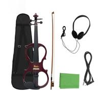 Ensemble De Violon Électrique 4/4 Dessus En Érable Violon Professionnel | Ensemble de pratique professionnelle, comprenant un étui et des accessoires(Burgundy)