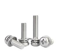 Ensemble de vis à tête cylindrique cruciforme à empreinte cruciforme en acier inoxydable 316, rondelle élastique, joint plat, combinaison M3, M4, M5, M6(6mm,M6(10pcs))