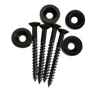 Ensemble de vis et bagues de montage pour manche de guitare électrique, embouts en métal pour connexion du corps de basse, kit de matériel antirouille résistant à l'usure avec 4 vis, argenté (noir)