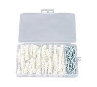 Ensemble de Vis et Chevilles Murales 100 Pcs, Chevilles Universelles avec Vis à Autoperceuses, chevilles Expansion en Plastique avec vis à Bois pour Creuses Cloison Sèche, Béton, Plaques de Plâtre
