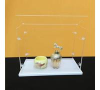 Ensemble de Vitrine Acrylique Transparent, Base épaissie, Porte Ouverte sur Le Dessus, Fermoir en l Solide, Armoire à Poussière (Blanc, 40x30x25cm/16x12x10in)