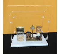 Ensemble de Vitrine Acrylique Transparent, Base épaissie, Porte Ouverte sur Le Dessus, Fermoir en l Solide, Armoire à Poussière (Blanc, 35x20x30cm/14x8x12in)