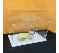 Ensemble de Vitrine en Acrylique Transparent Ouvert sur Le Dessus, Base épaissie, Fermoir en Forme de l Solide, Armoire à Poussière (Blanco, 55x45x40cm/22x18x16in)