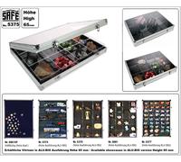 SAFE 5375 Vitrine de collection en aluminium couvercle transparent | support mural | pour minéraux, figurines, pierres, voitures miniatures | 12 compartiments | 395 x 300 x 65 mm