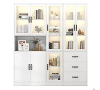 Ensemble de vitrines, vitrine combinée sur pied avec éclairage LED, vitrine de collection, vitrine d'exposition,180 x 40 x 200 cm