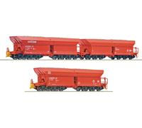 Coffret de 3 wagons minéraliers Faals 151/152, "Railion", DB AG, Ep. VI - ROCO 6